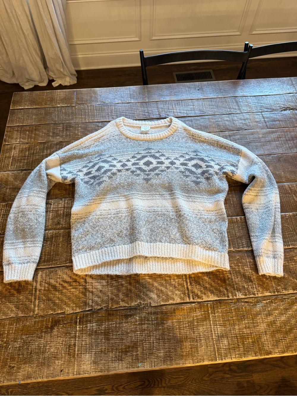 abercrombie kids Cream and Light Gray Knit Sweater